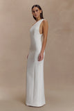 Milena One Shoulder Crepe Maxi Dress White