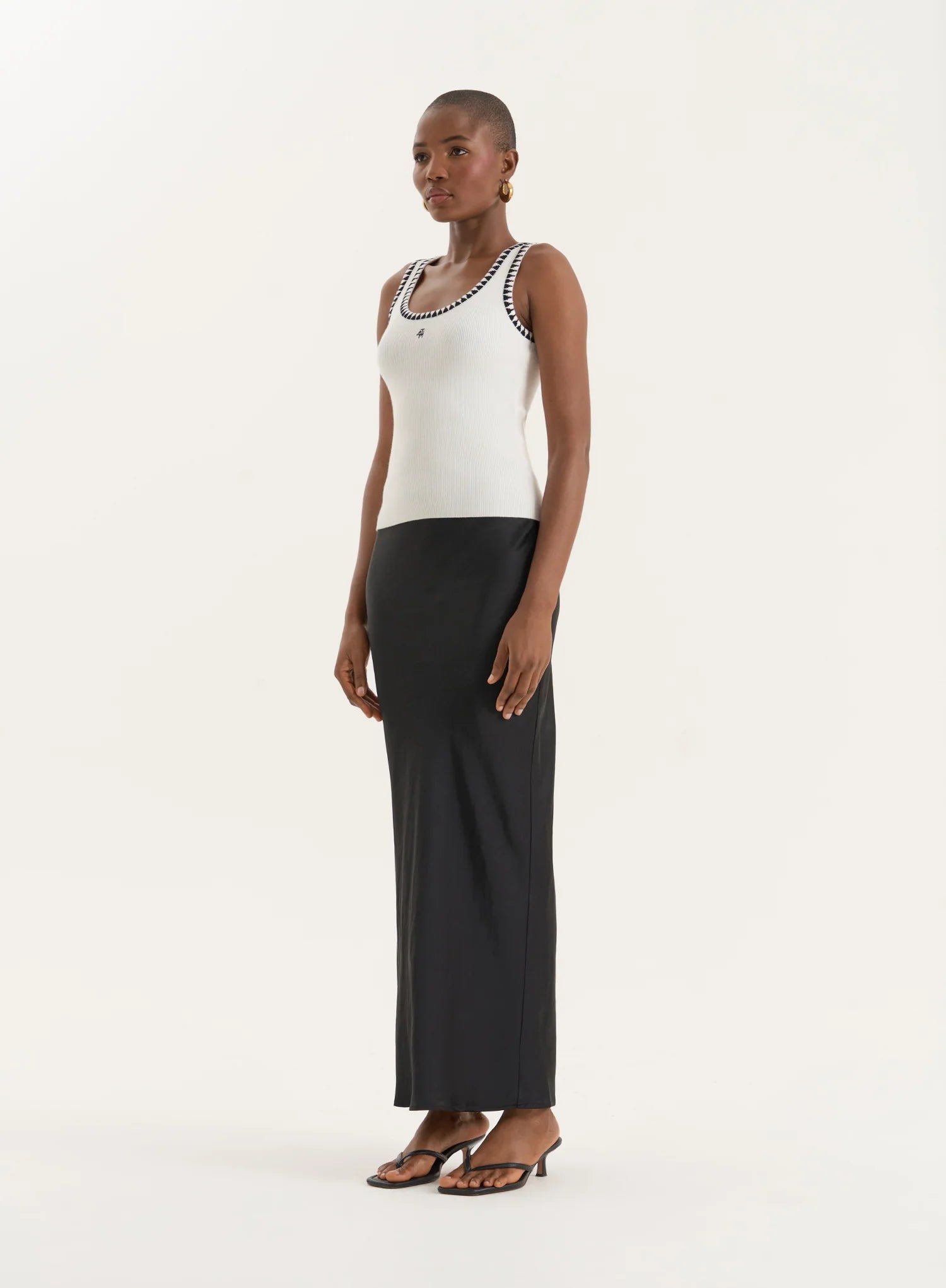 Cream Knitted Contrast Stitch Vest Top