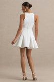 Leilani White Round Neck Mini Skater Dress