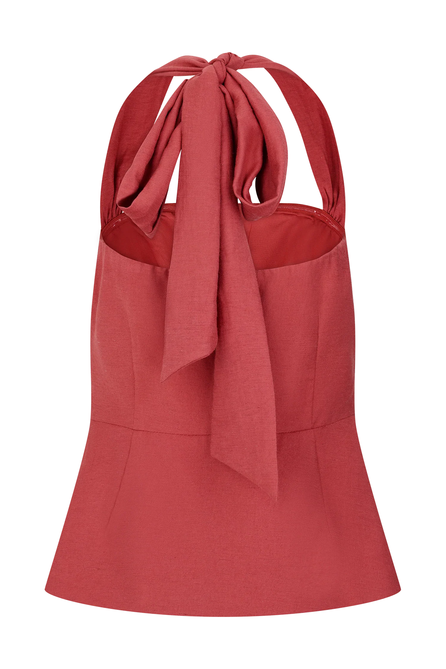 Kallie Linen Peplum Halter Top Burnt Rose