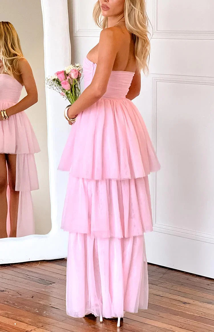 Avery Pink High Low Maxi Dress