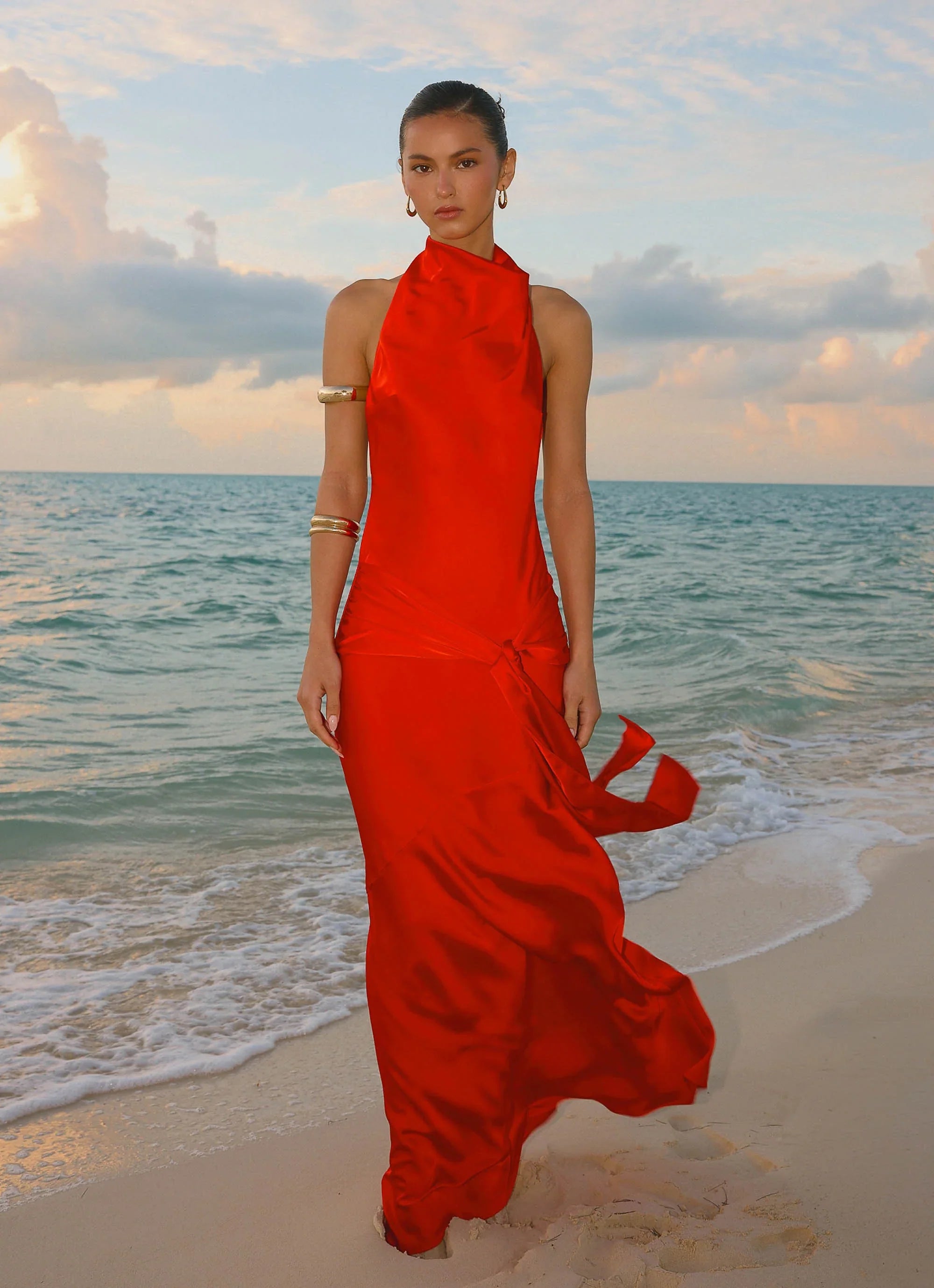 Rumina Sash Maxi Dress Tangerine