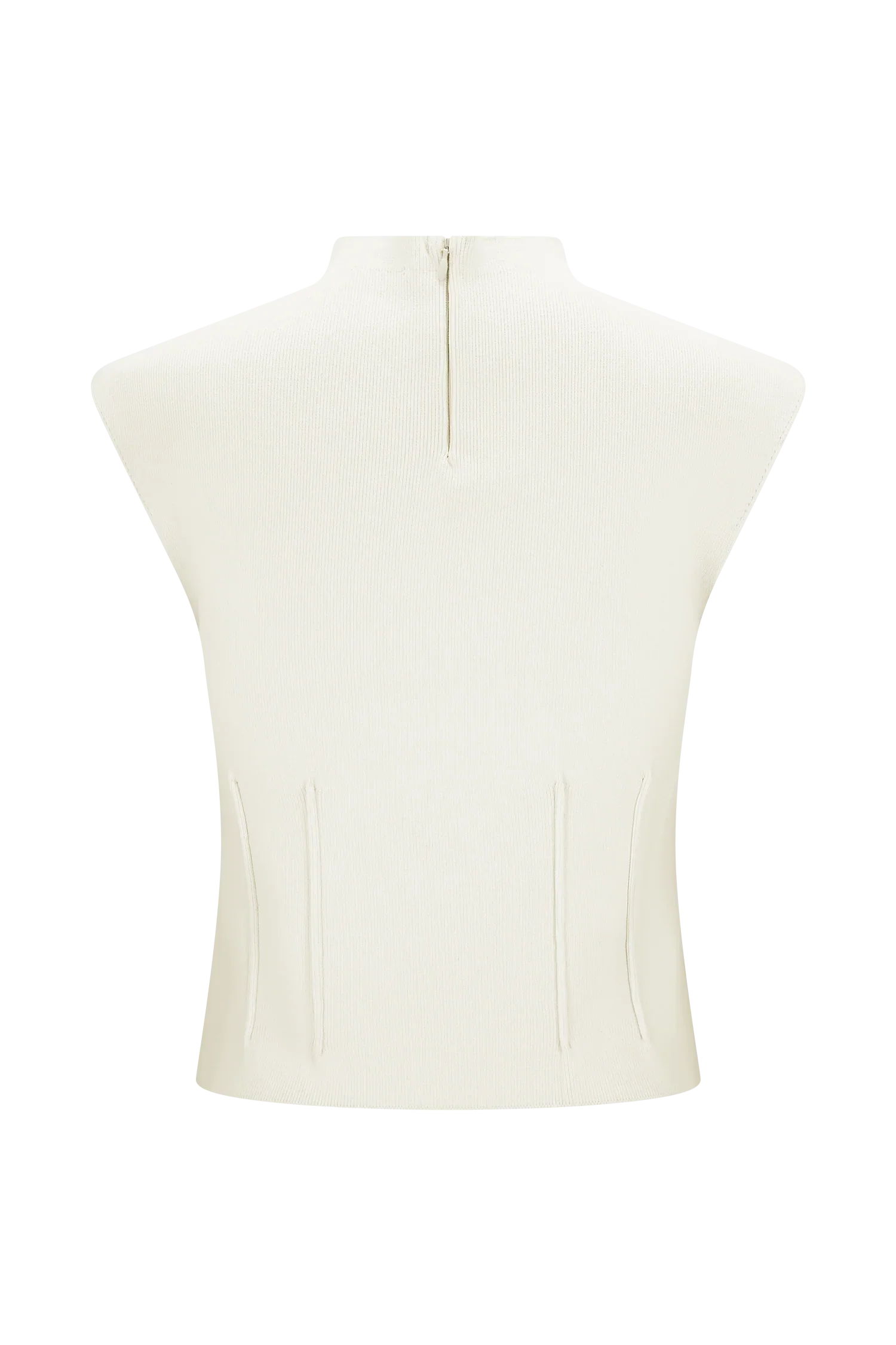 Romaine High Neck Bandage Knit Top Ivory