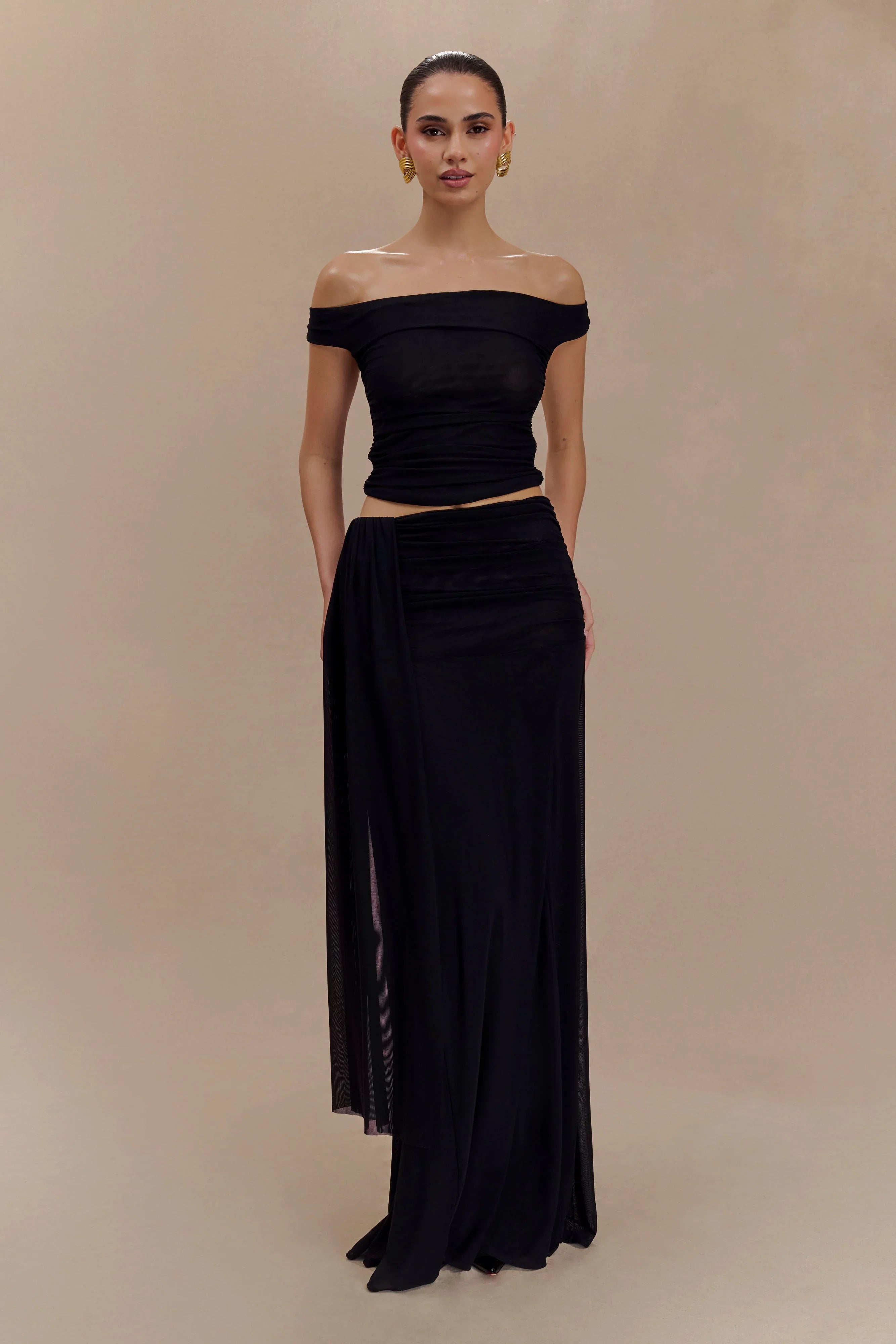 Arna Mesh Maxi Skirt Black