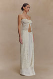 Aeline Strapless Crochet Knit Top Ivory