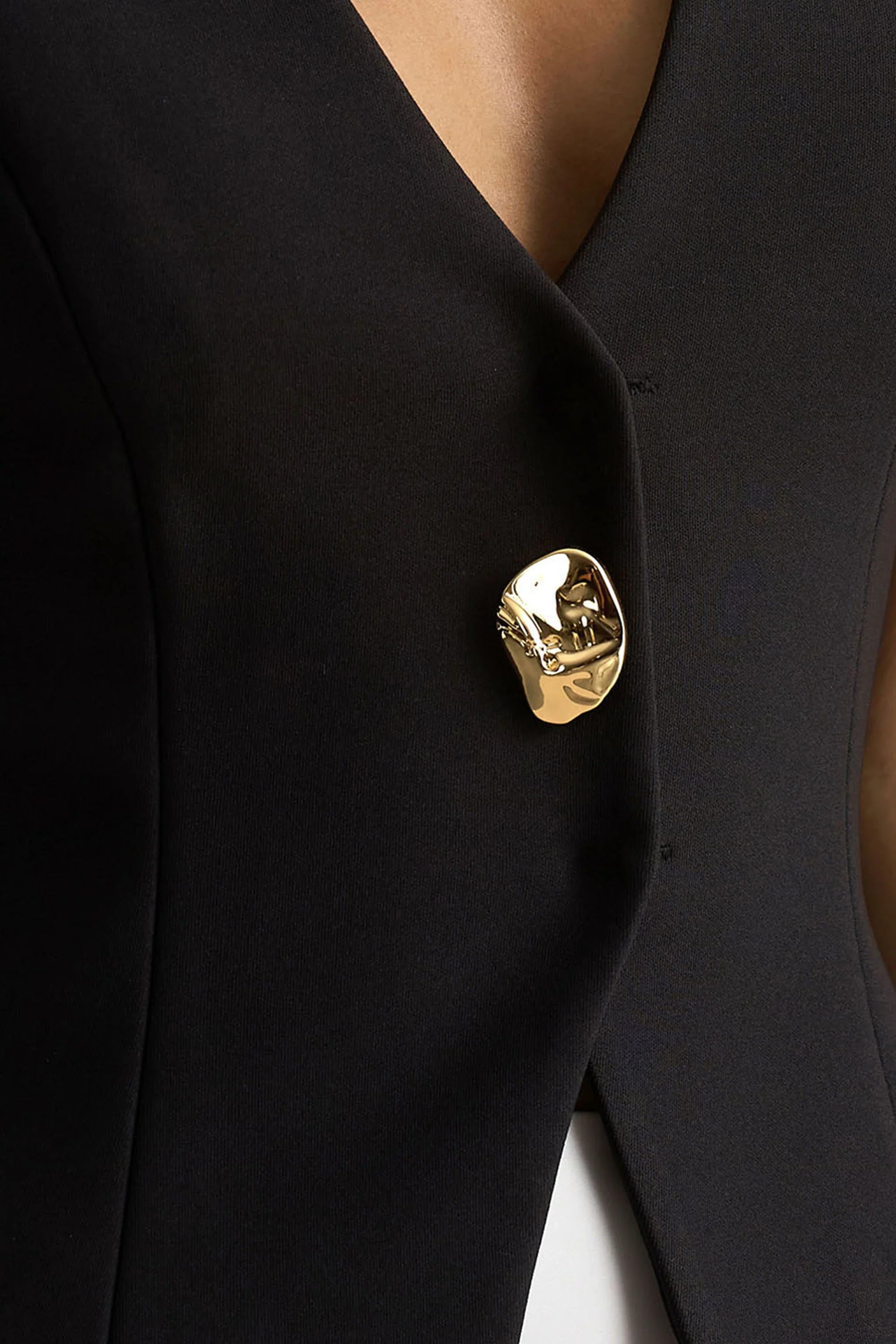 Priscilla Black Plunge Neck Tailored Waistcoat