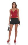Pleated Ruffle Skort in Black