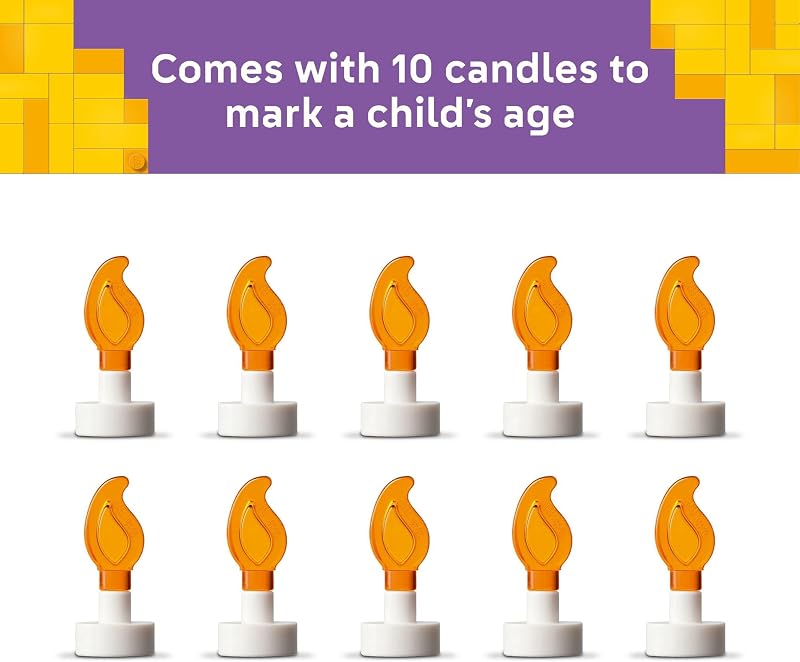 LEGO Birthday Party Cake Building Toy for Boys Girls Ages 7 Birthday Decoration with 10 Candle Accessories Craft for Kids 40815