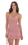 Crepe Ruched Bodycon Dress in Mauve