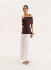 Chocolate Bandeau Longline Knitted Top