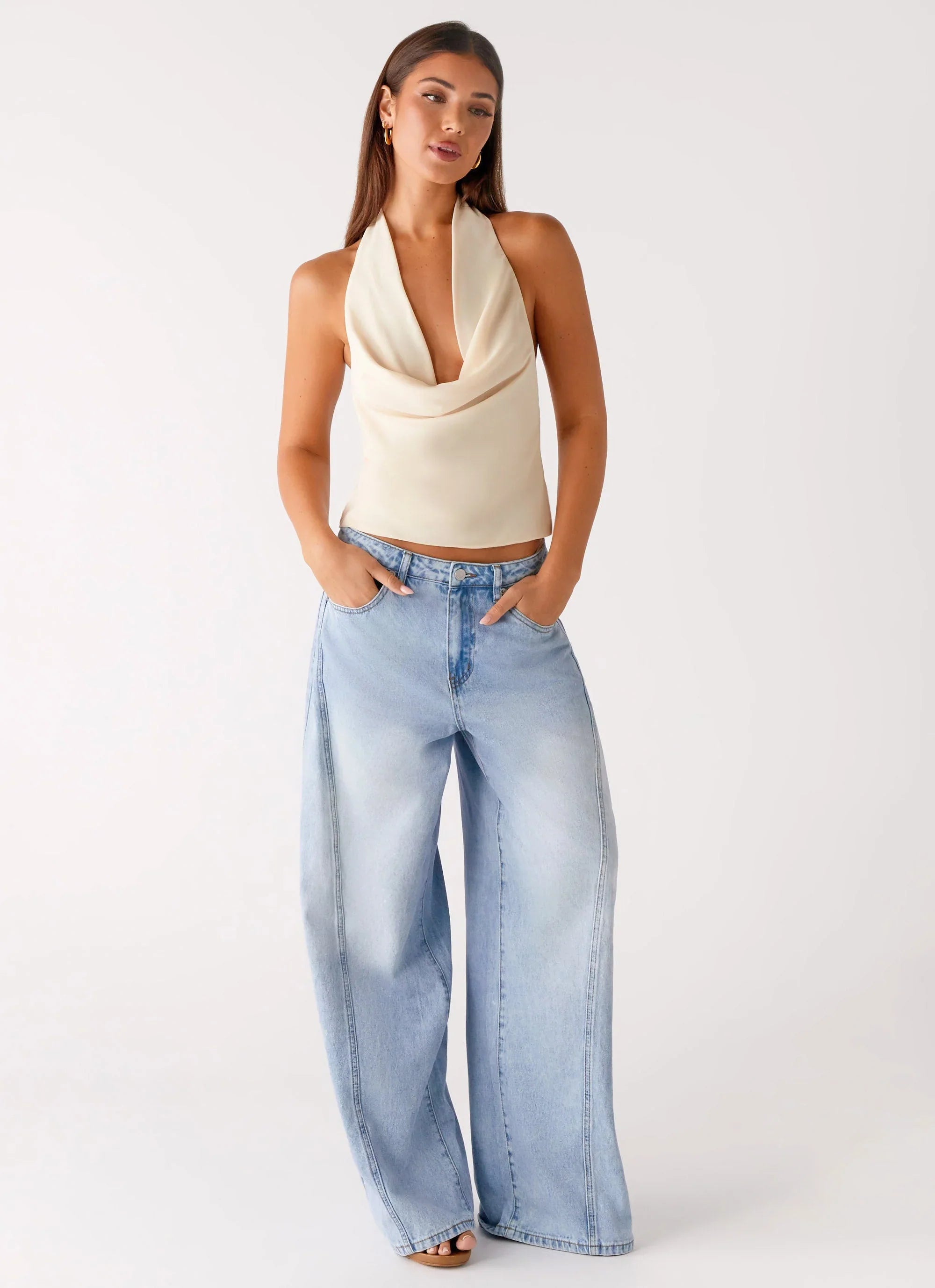Timeless Wide Leg Jeans Bleached Blue
