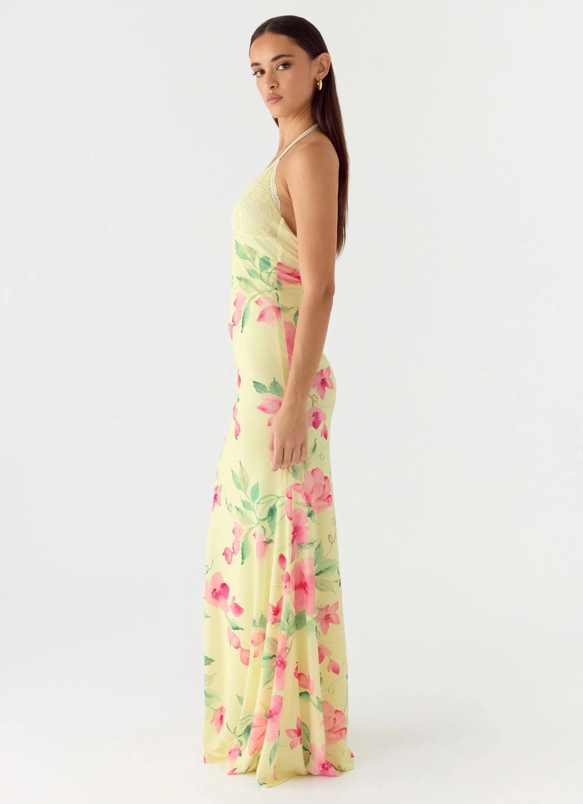 Takedown Halter Maxi Dress Lemon Soleil