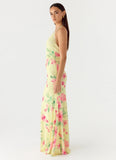 Takedown Halter Maxi Dress Lemon Soleil