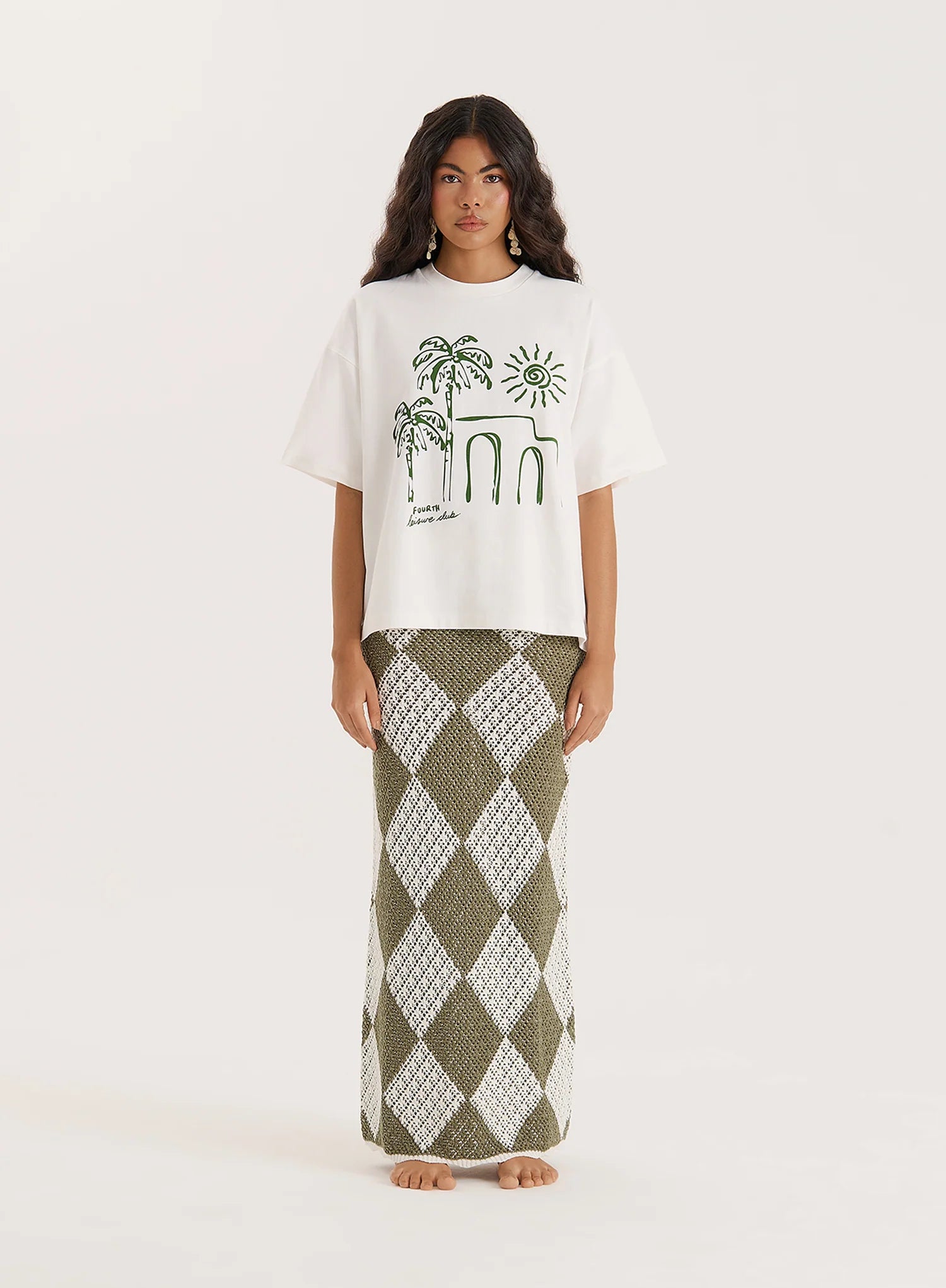 Off White Palm Print Graphic T Shirt