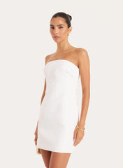 Cream Bandeau Tailored Mini Dress