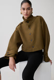 Rue Funnel Neck Bomber Jacket Khaki
