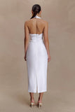 Daniela Ruched Halter Midi Dress White
