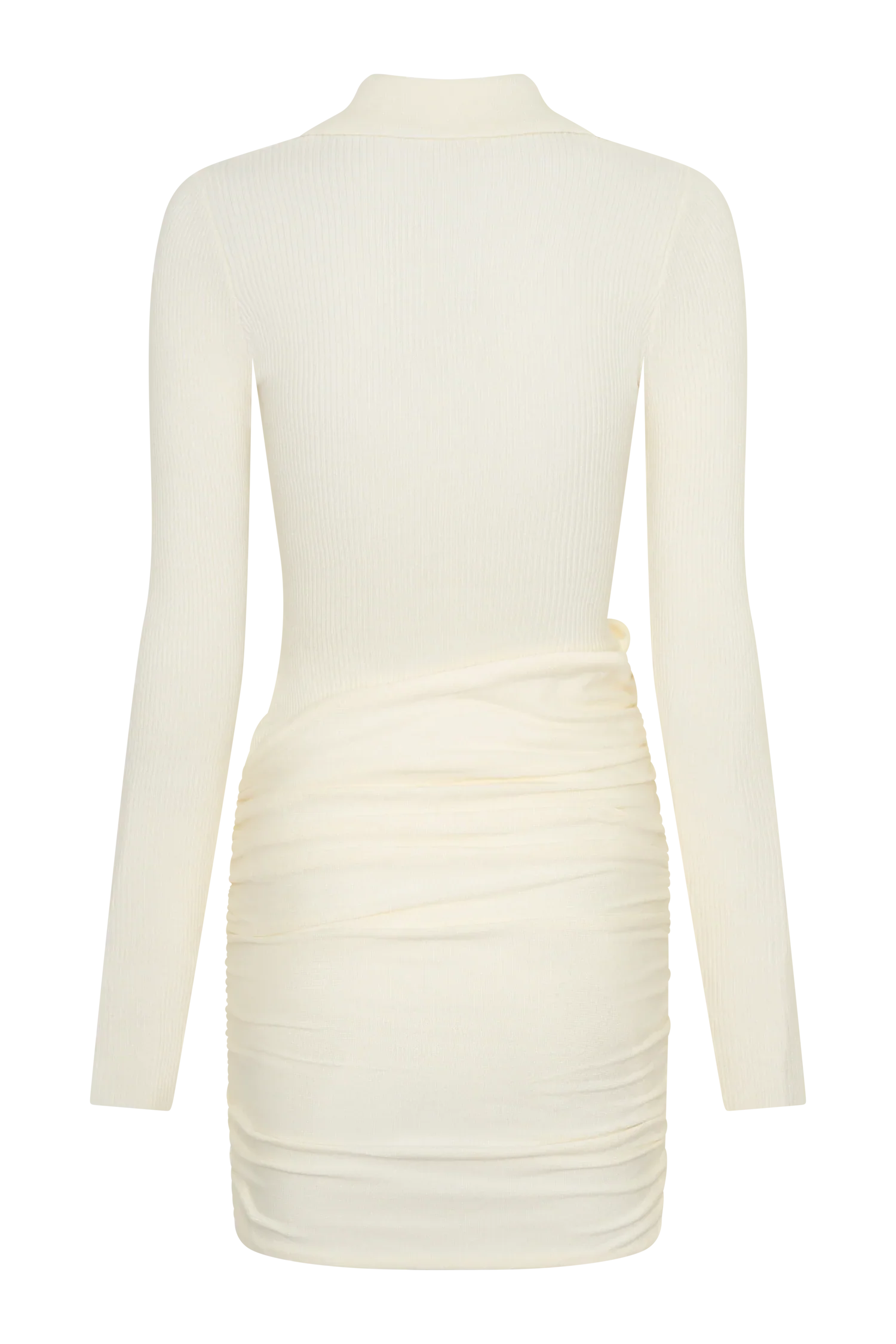 Agness Long Sleeve Button Up Knit Dress Ivory