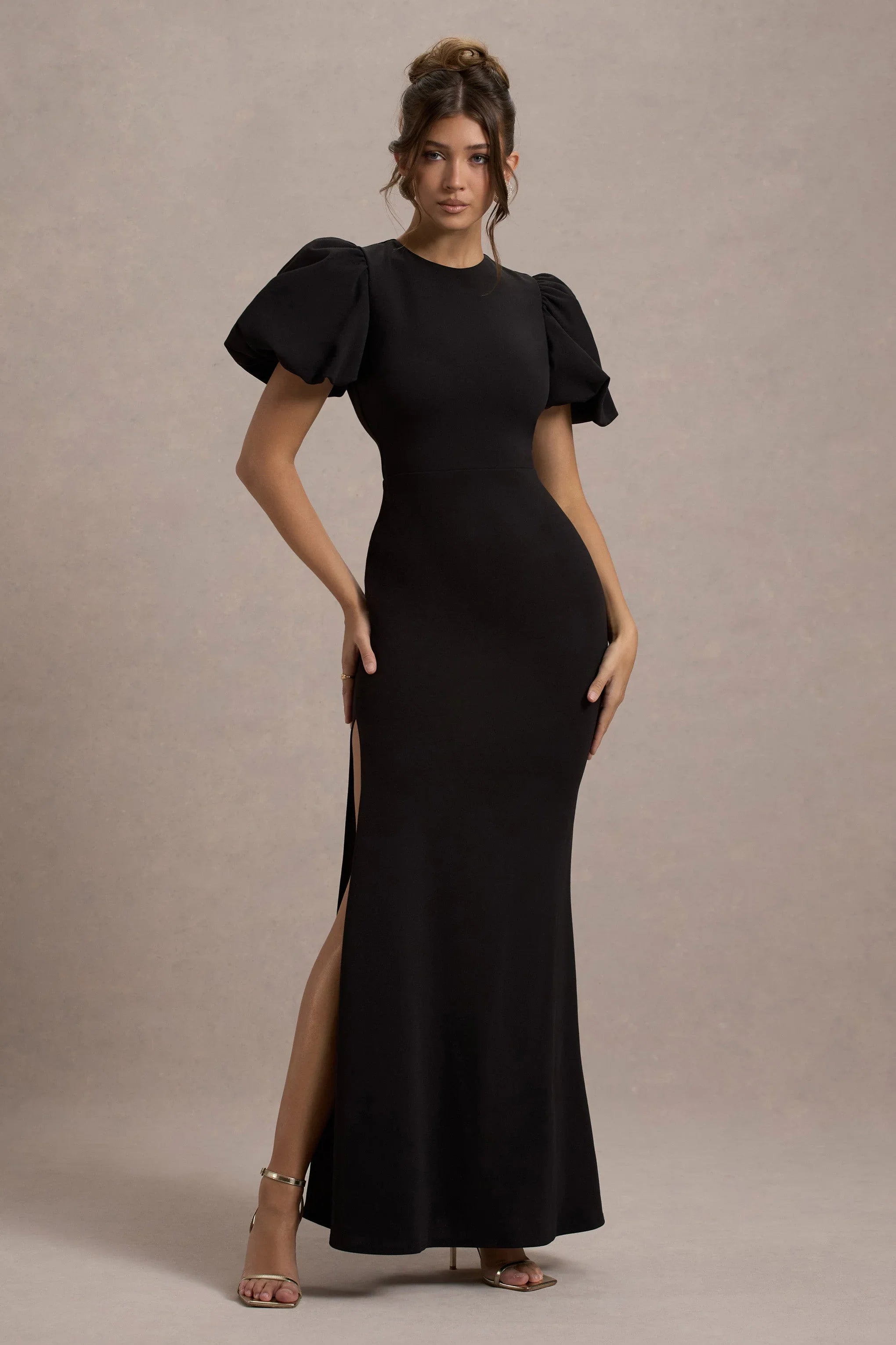 Love Letters Black Puff Sleeve Maxi Dress