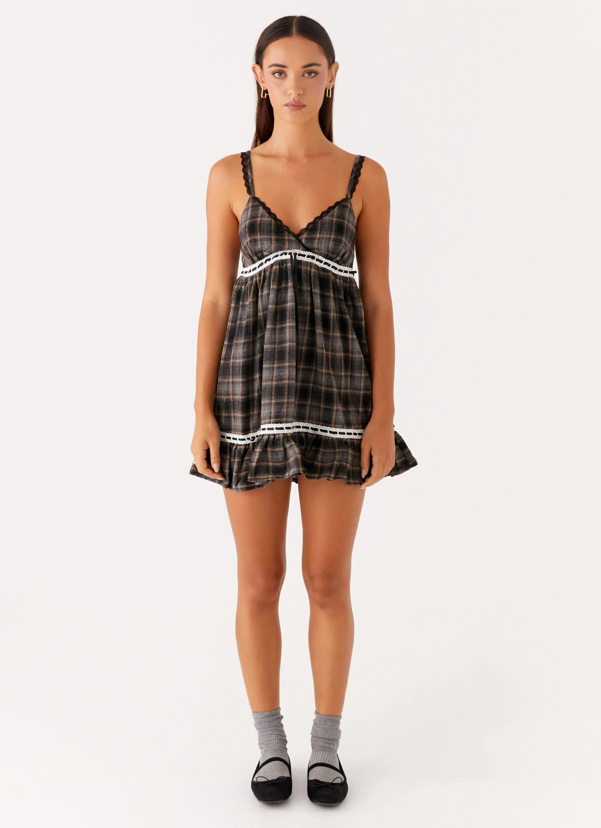 Gretta Mini Dress Brown Check