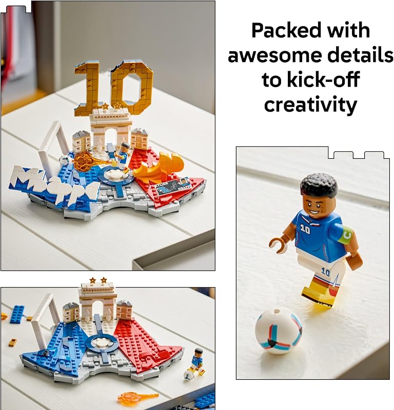 LEGO Editions Kylian Mbappé Soccer Highlights Building Set for Boys Girls Ages 10 Collectible Soccer Gift with Plaque Kids Bedroom or Shelf Decor 43013