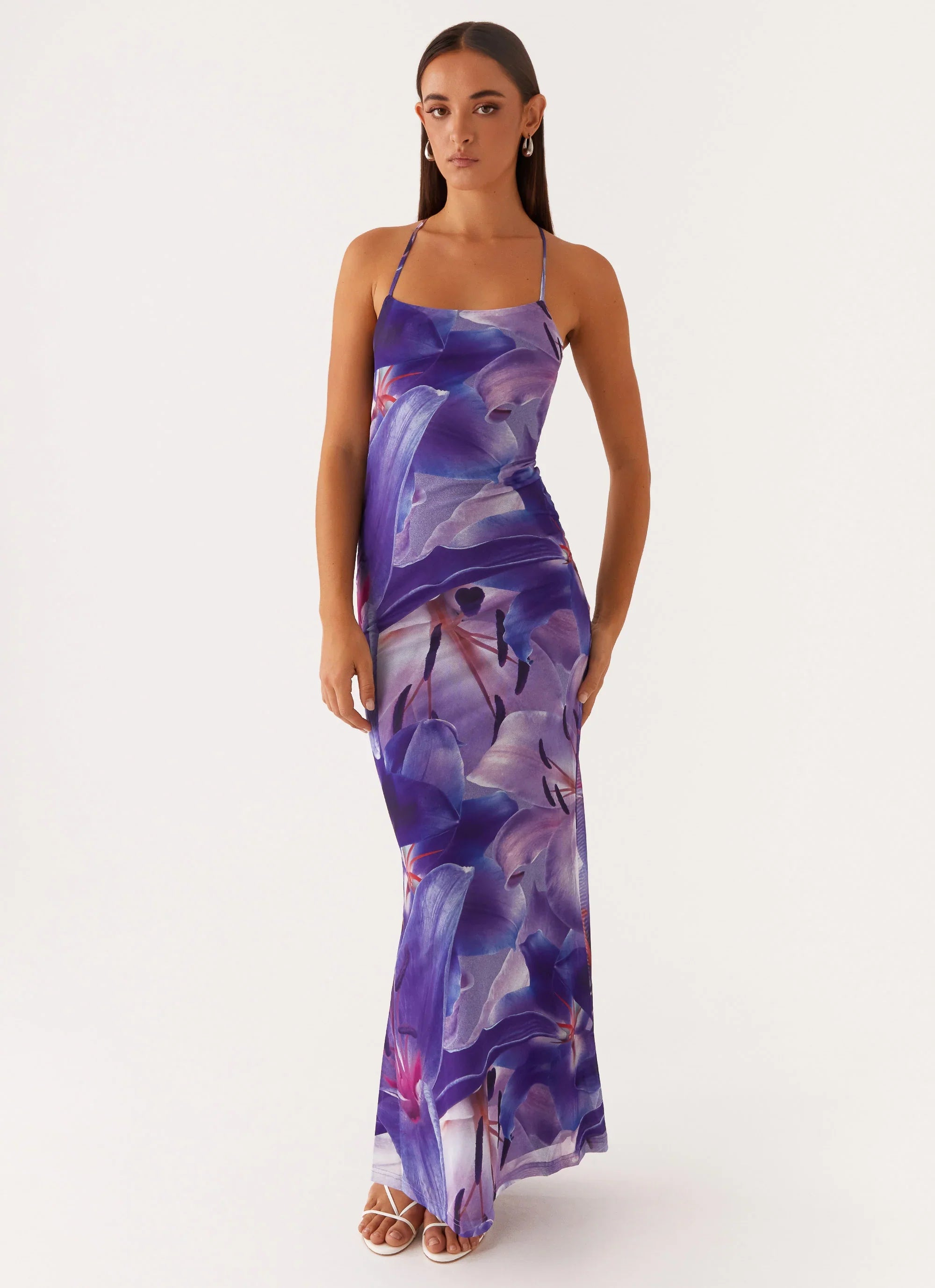 Livia Maxi Dress Purple White Lilly