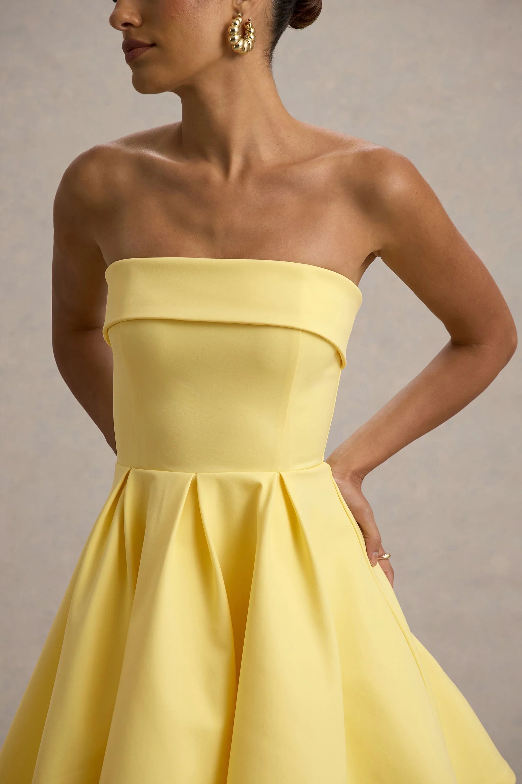Bruna Lemon Bandeau Skater Mini Dress