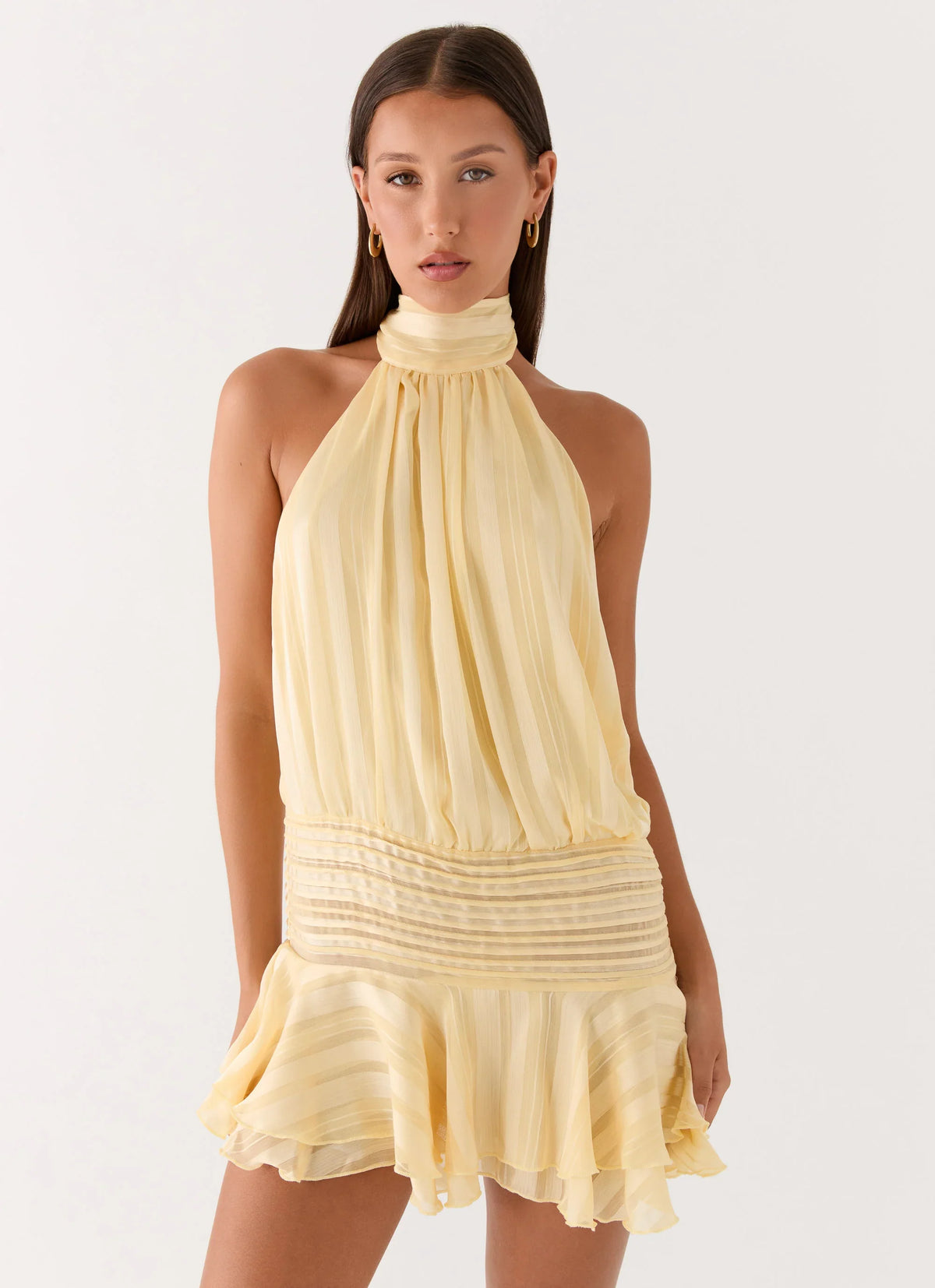 Willow Chiffon Mini Dress Yellow