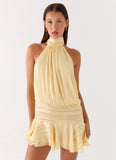 Willow Chiffon Mini Dress Yellow
