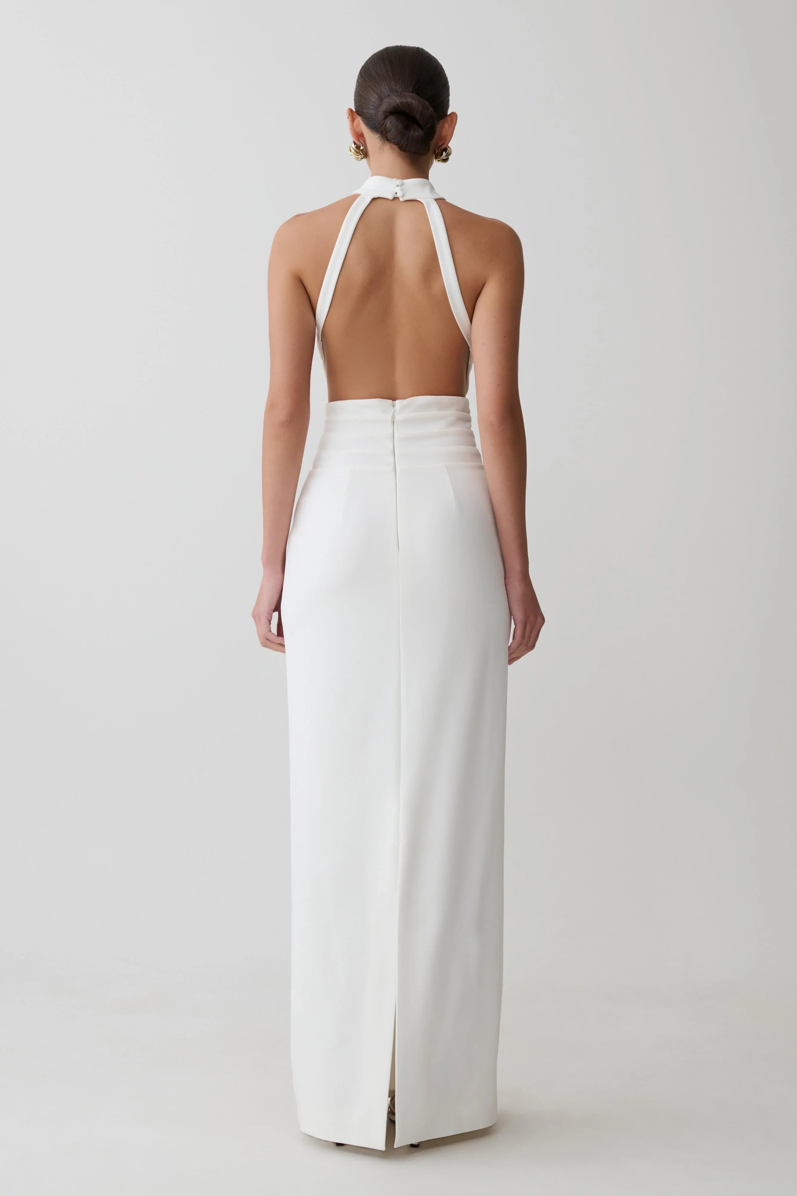 Elan Stretch Crepe Maxi Dress White