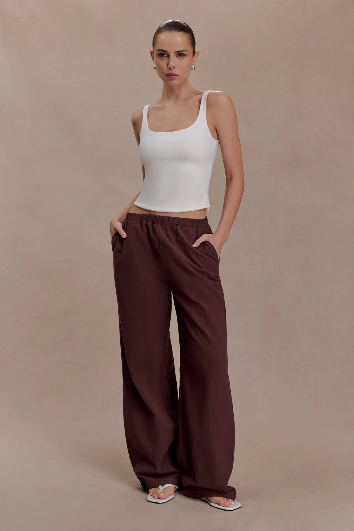 Janayia Cotton Wide Leg Pants Dark Espresso