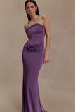 Madison Strapless Slinky Maxi Dress Purple