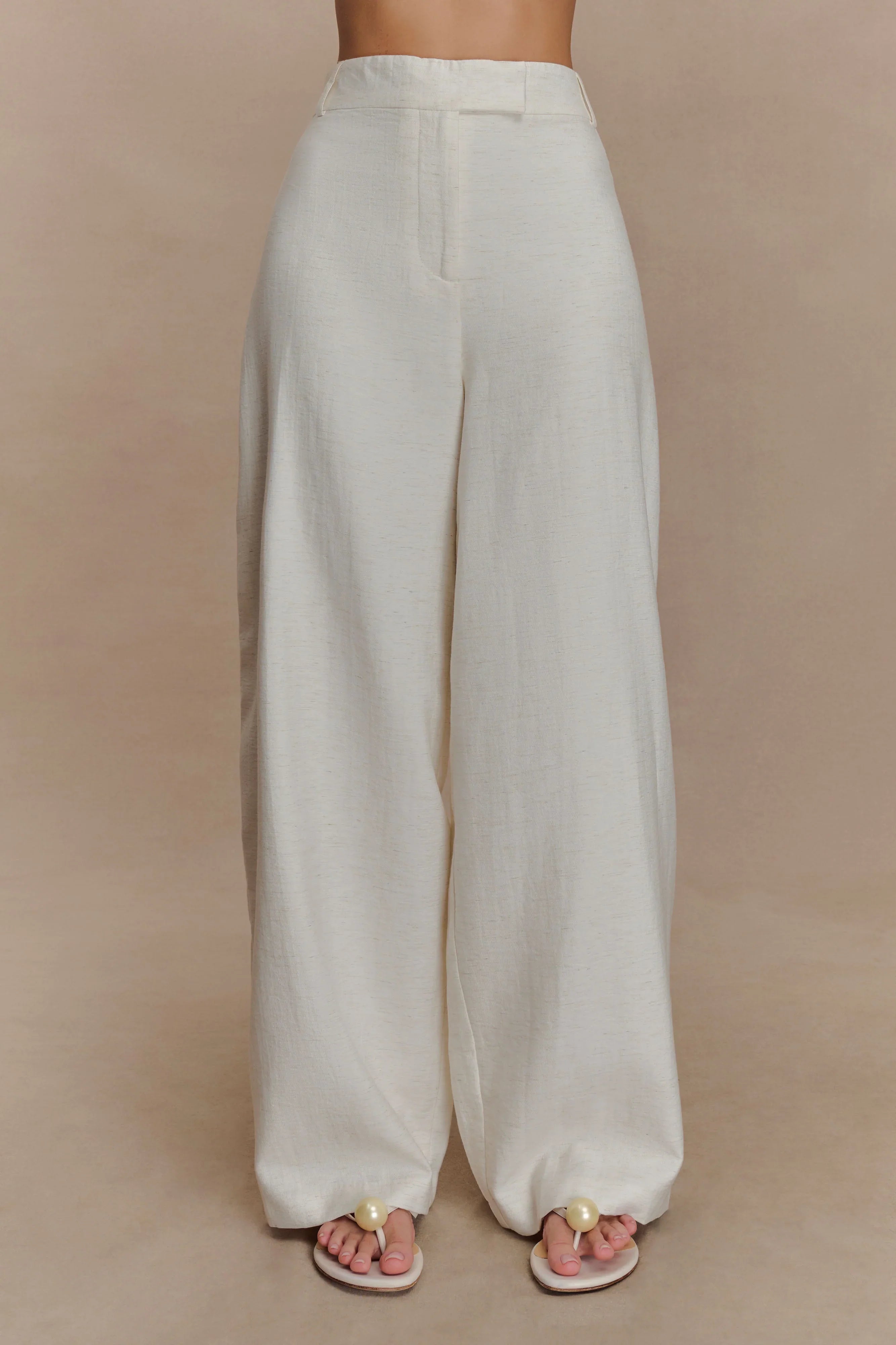 Cyrene Linen Wide Leg Pants Oat Marle