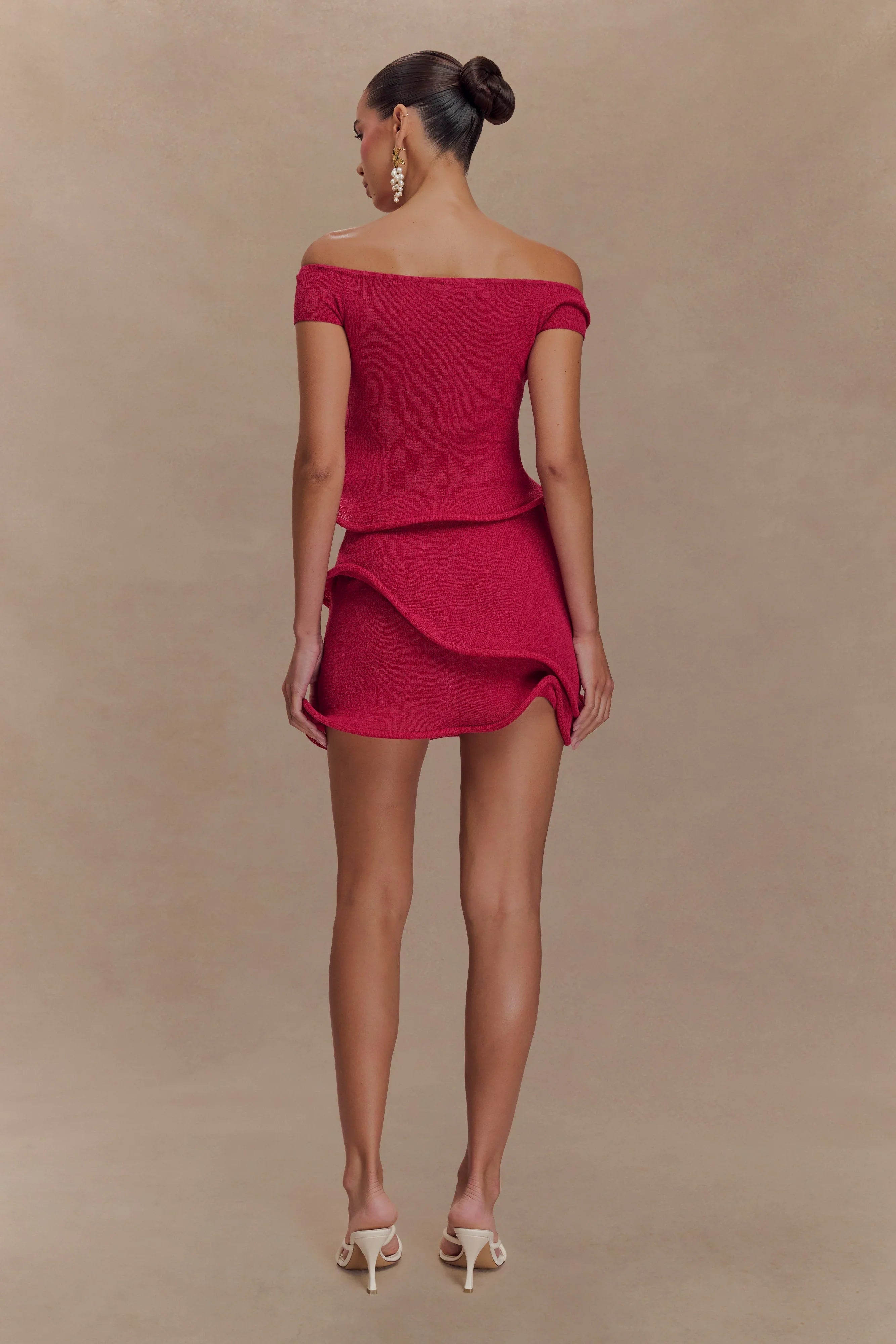 Haisley Off Shoulder Knit Top Raspberry