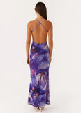 Livia Maxi Dress Purple White Lilly