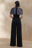 Eloriana Black Hand Embellished High Neck Jumpsuit