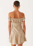 Jumana Off Shoulder Mini Dress Off White Stripe