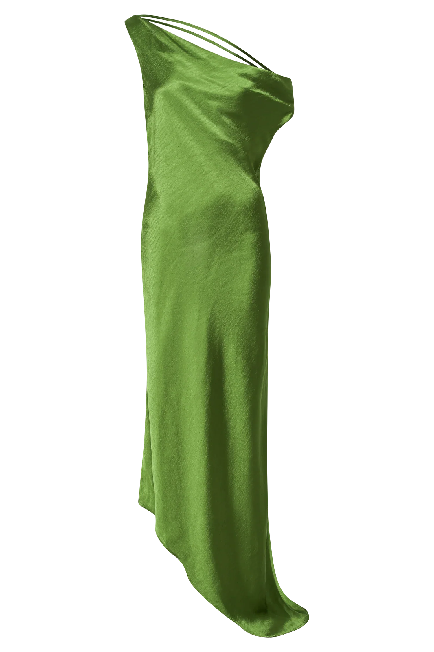 Yvette Slip Maxi Dress With Asymmetrical Hem Emerald
