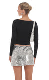 Rectangle Sequin Skirt in Silver