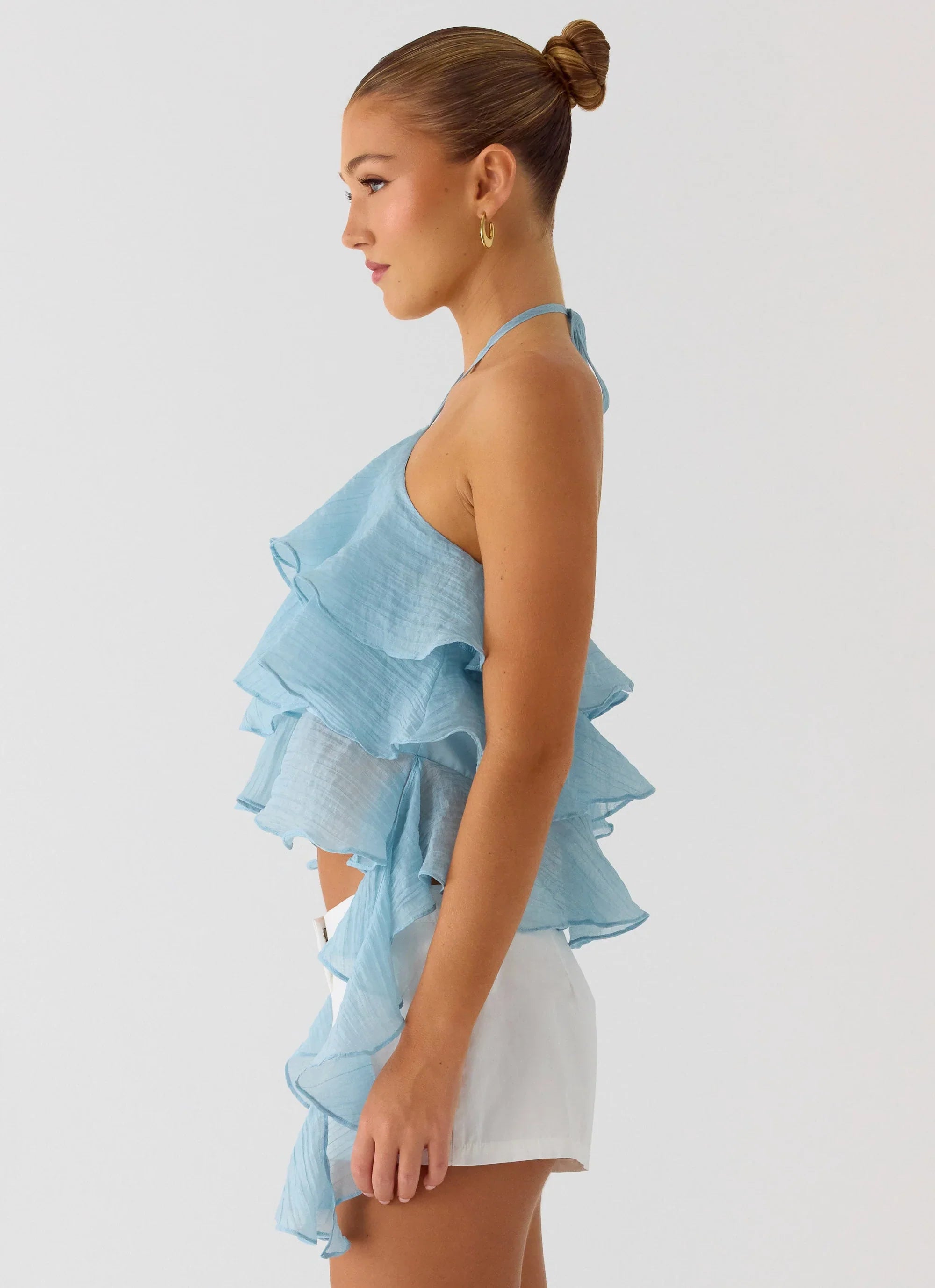 Inna Frill Halter Top Aqua