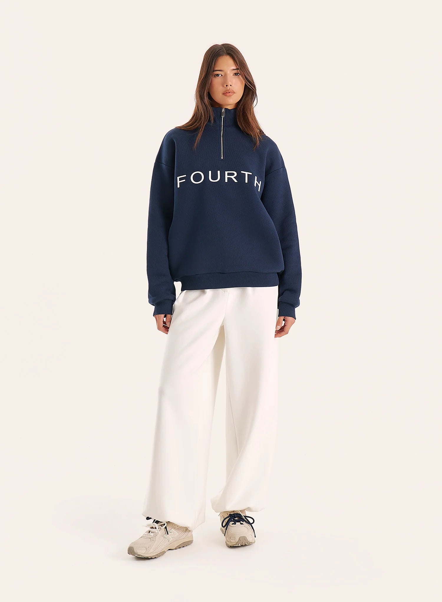 Navy Branded Quarter Zip Sweatshirt