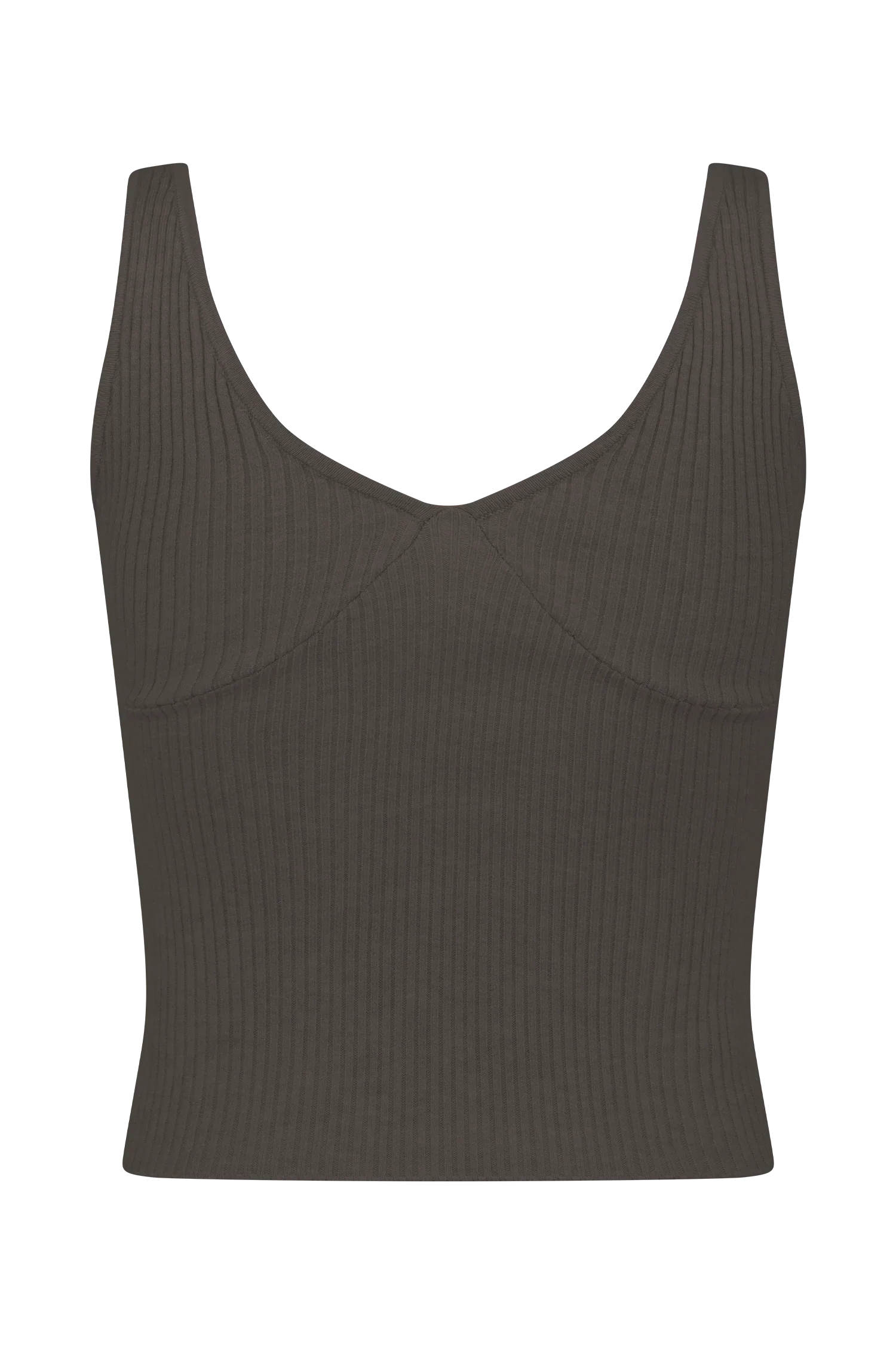 Natalya Ribbed Knit Cami Top Dark Chocolate