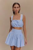 Gretel Sleeveless Crop Top Blue Pinstripe