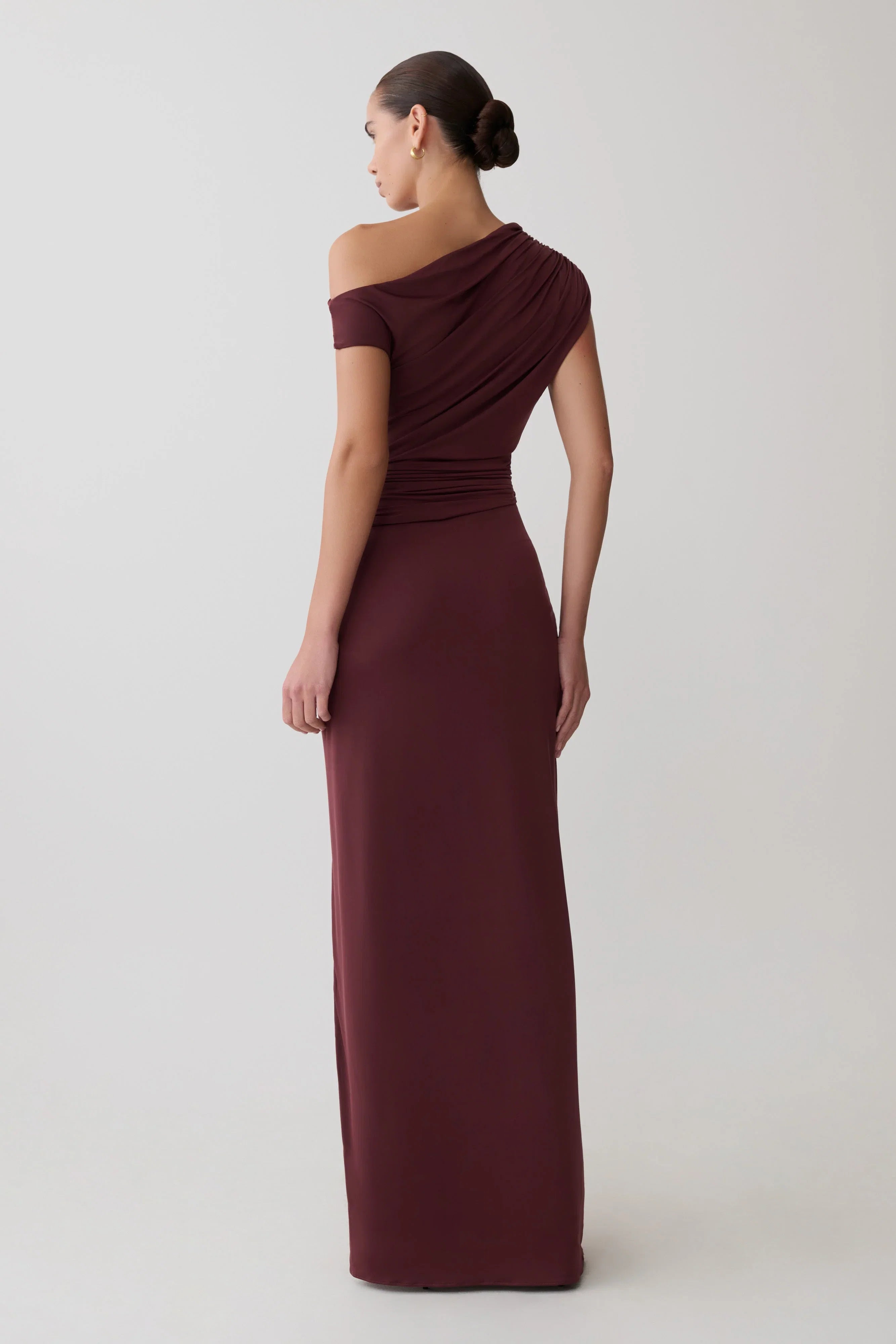 Alyn Off Shoulder Draped Maxi Dress Dark Plum