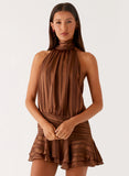 Willow Chiffon Mini Dress Chocolate