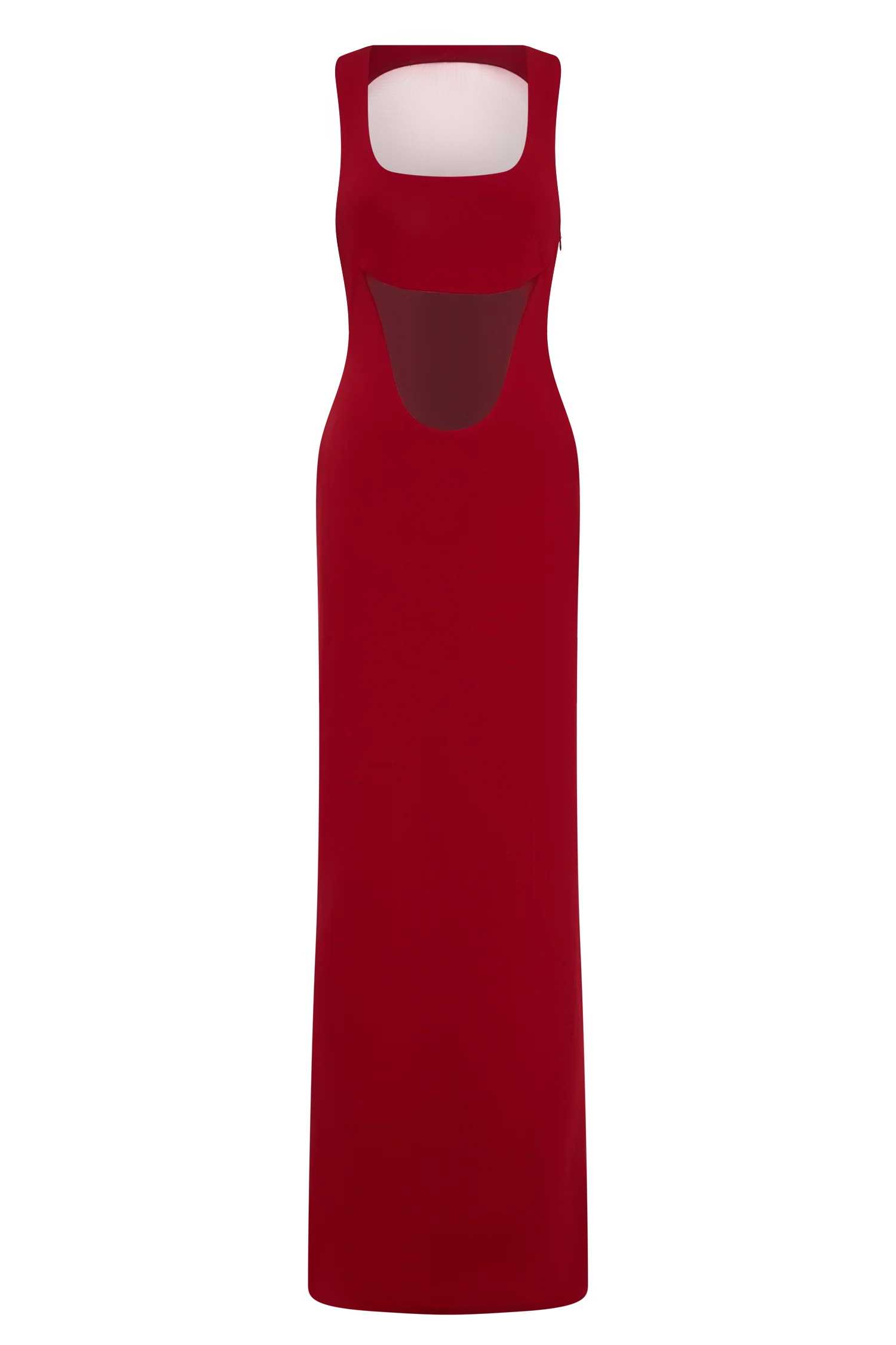Marlon Crepe And Mesh Maxi Dress Cherry Red