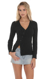 Knit Asymmetrical Cardigan in Black