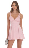 Floral Jacquard Bow Tie Dress in Dusty Pink