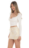 Gold Shimmer Ribbon Skirt in Cream