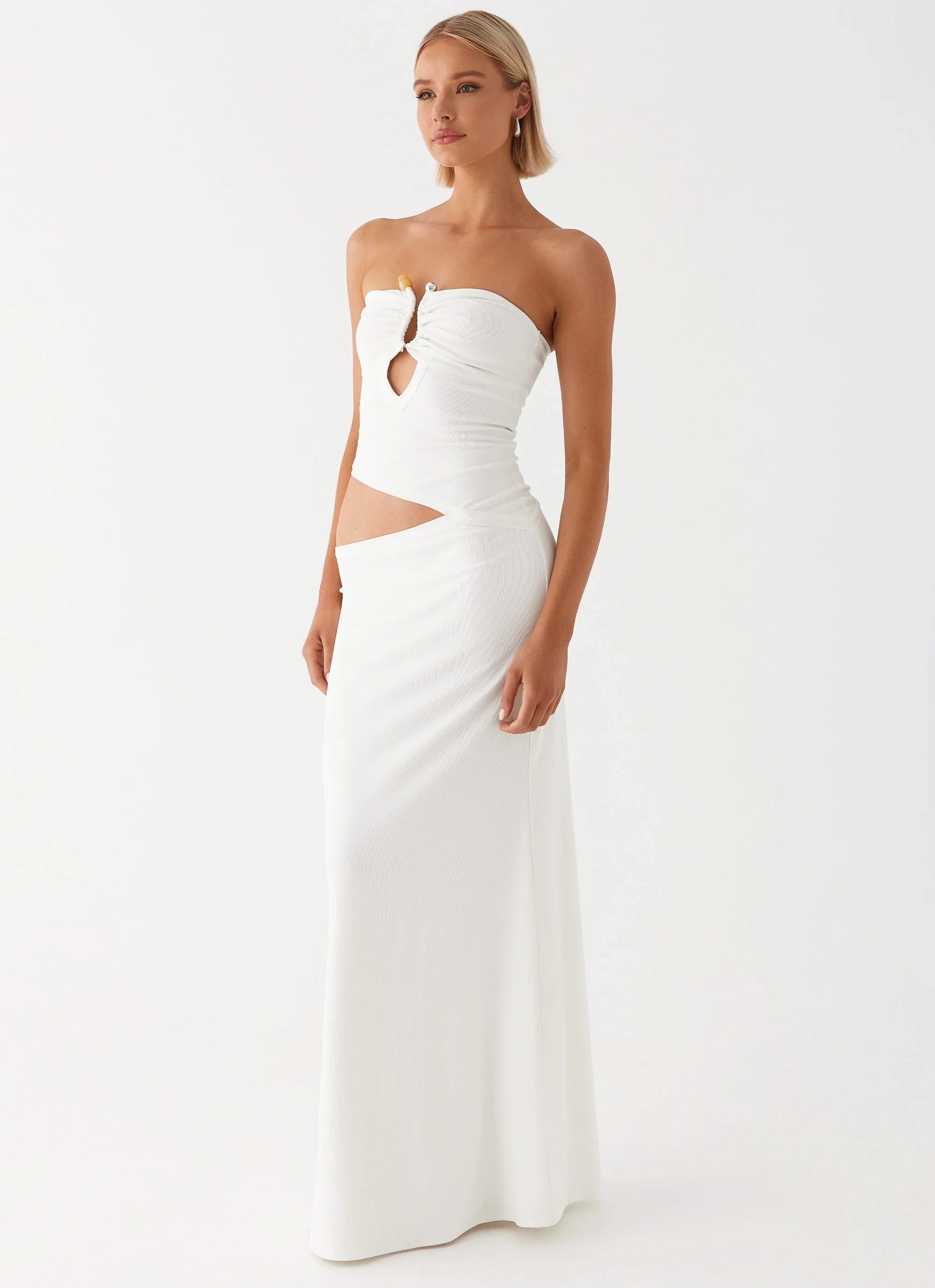 Wild Roses Maxi Dress White